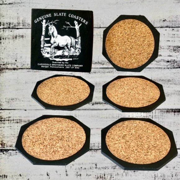 Horse Genuine Slate Coasters Capozzolo Brothers Co Pennsylvania Set of 5 New - Picture 4 of 6